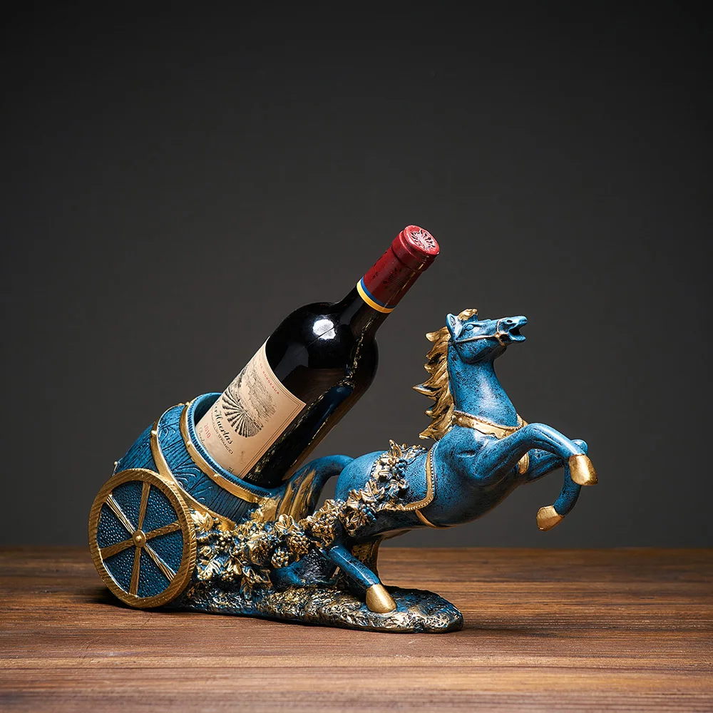 

Horse Statue Wine Rack Resin Sculpture Model Wine Cabinet Decorative Bottle Rack Desktop Accessories Living Room Decoration Gift