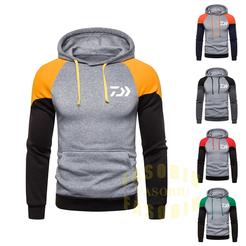 

Осенняя мужская простая Толстовка Daiwa, одежда, однотонная мужская куртка для рыбалки, Кепка с длинным рукавом и молнией, одежда для рыбалки