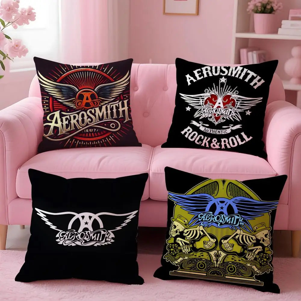 Фото Чехол для подушки Band A-Aerosmith, дышащая льняная наволочка, летняя, без запаха, экологически чистая, с невидимой молнией, моющаяся. №1