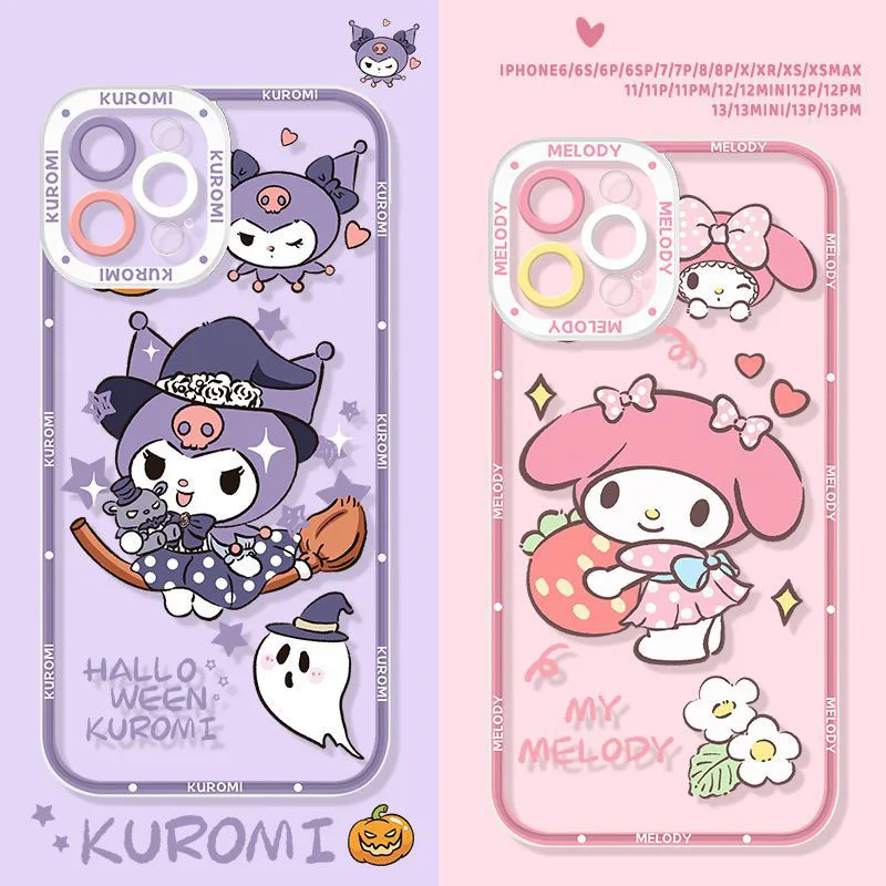 

Hello Kitty kuromi Phone Case For iPhone 12 11 13 6 6S 7 8 Plus X XR 11Pro XS Max Transparent 14 Pro Max For iPhone 13 Cover