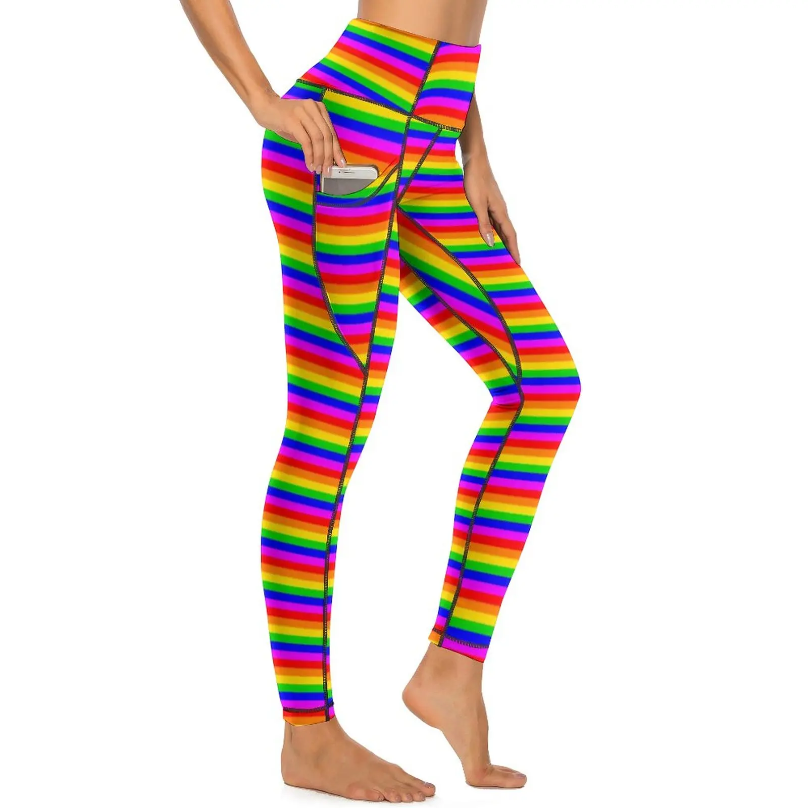

Gay Rainbow Yoga Pants Sexy Transgender Rainbow Flag Printed Leggings High Waist Workout Leggins Novelty Stretch Sports Tights
