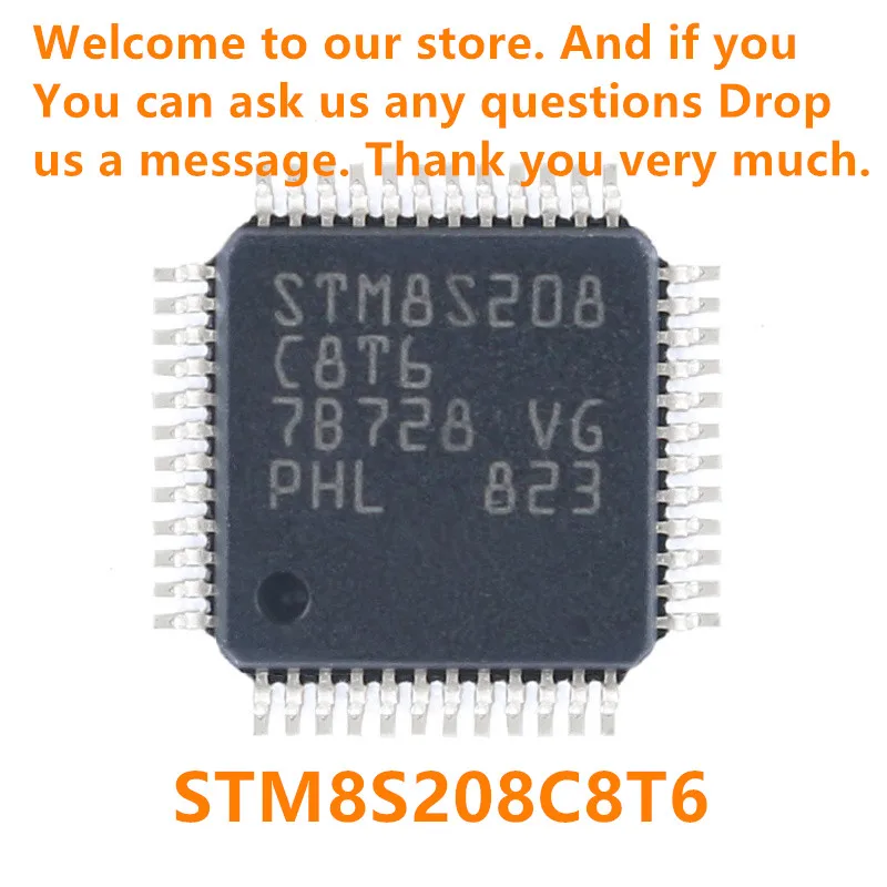 Original authentic STM8S208C8T6 LQFP-48 24MHz/64KB flash memory 8-bit microcontroller-MCU