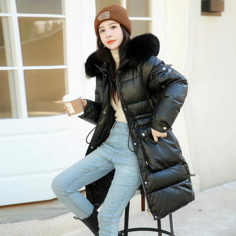 2022 New Winter Jacket Women Parkas Fashion Long Coat Parkas With Fur Collar Warm Snow Wear Cotton Padded Clothes
