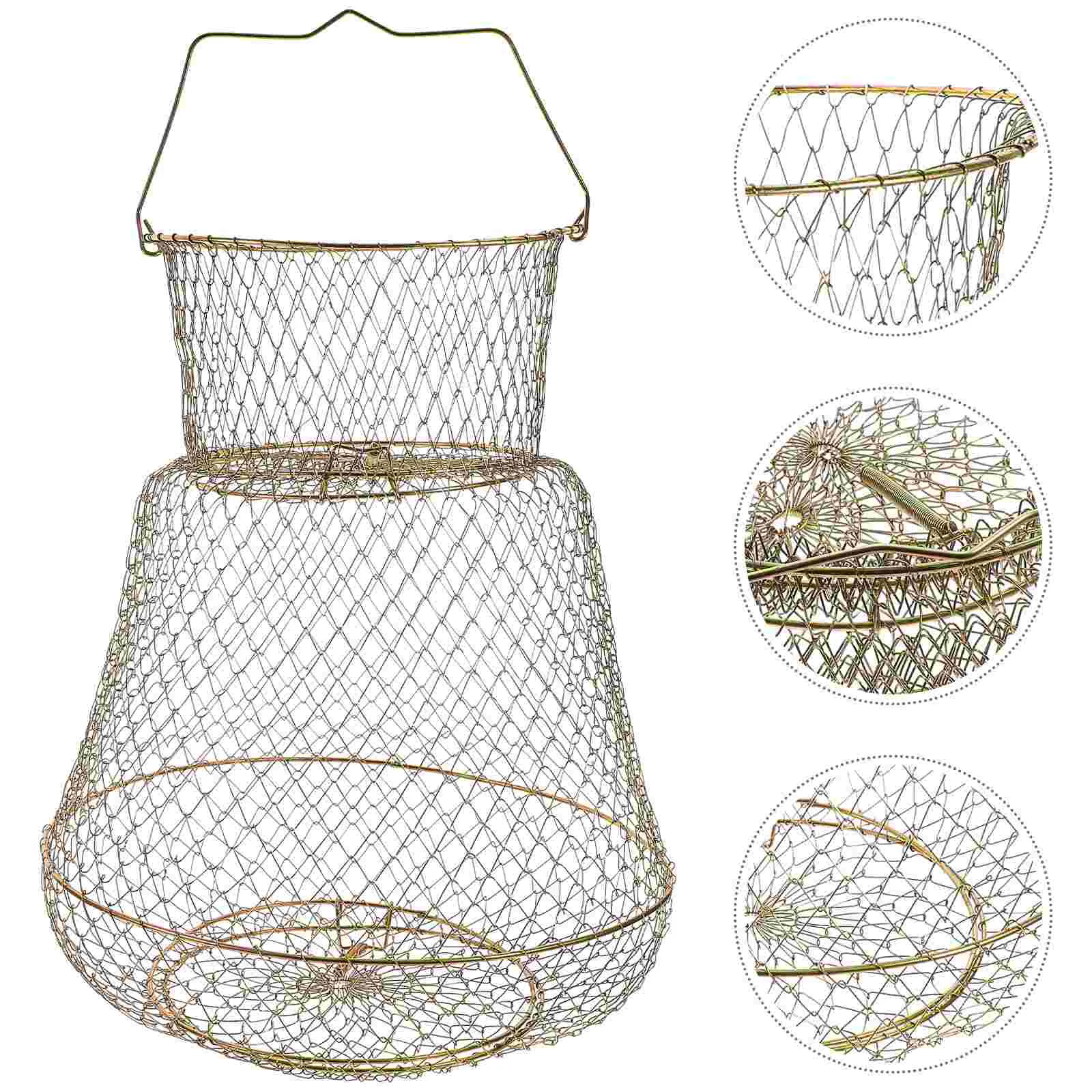 

Metal Fish Guard Lightweight Trout Fishing Net Netting Protecting Diving Folding Catch Collapsible Mesh Basket Cast