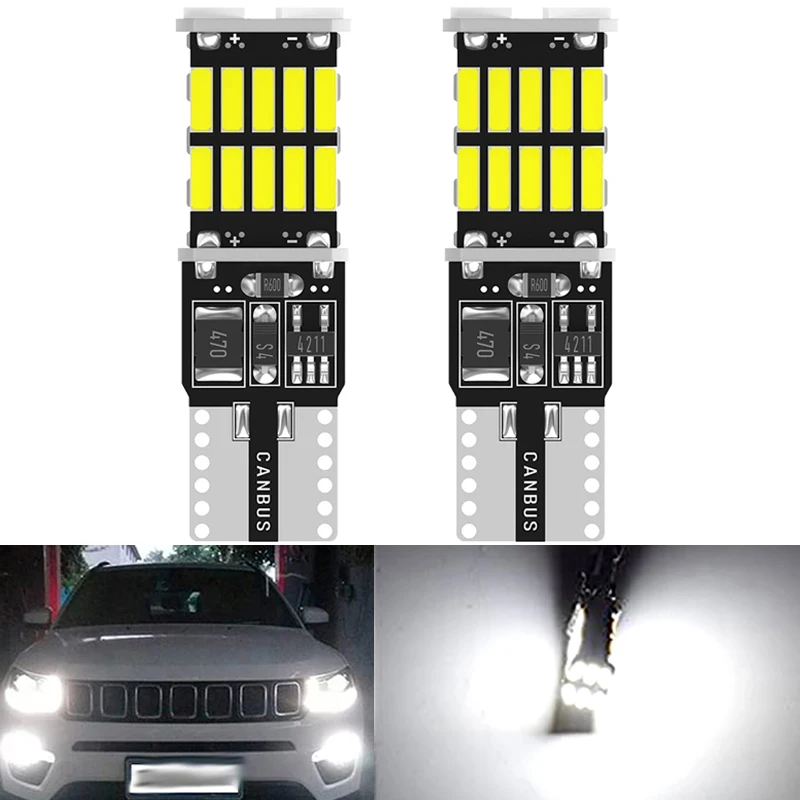 

2 PCS T10 W5W LED Signal Bulb Canbus Error Free 4014 26SMD 12V/24V 7000K White Car Interior Dome Wedge Side License Plate Lamps