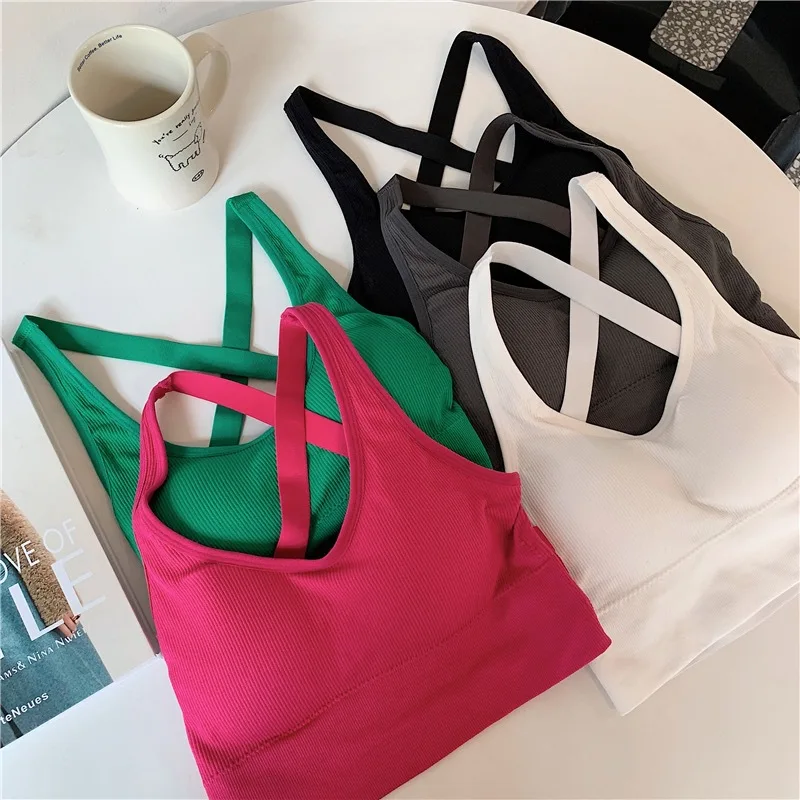 

Нижнее белье Cross Beauty Back, женские без косточек, пуш-ап, спортивные топы на бретелях, противоударные женские майки, модные укороченные топы 2022