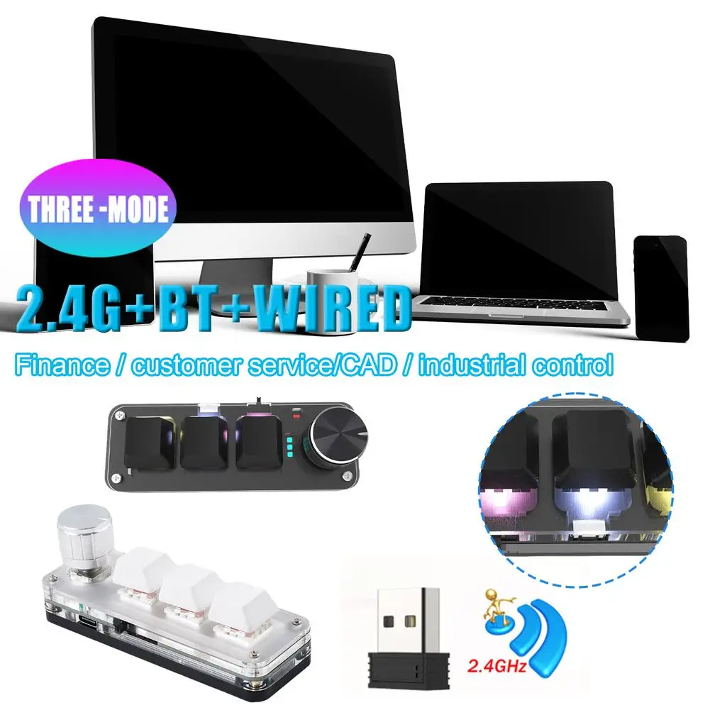 3 клавиши + 1 ручка/4 RGB Макросъемка пользовательская клавиатура USB