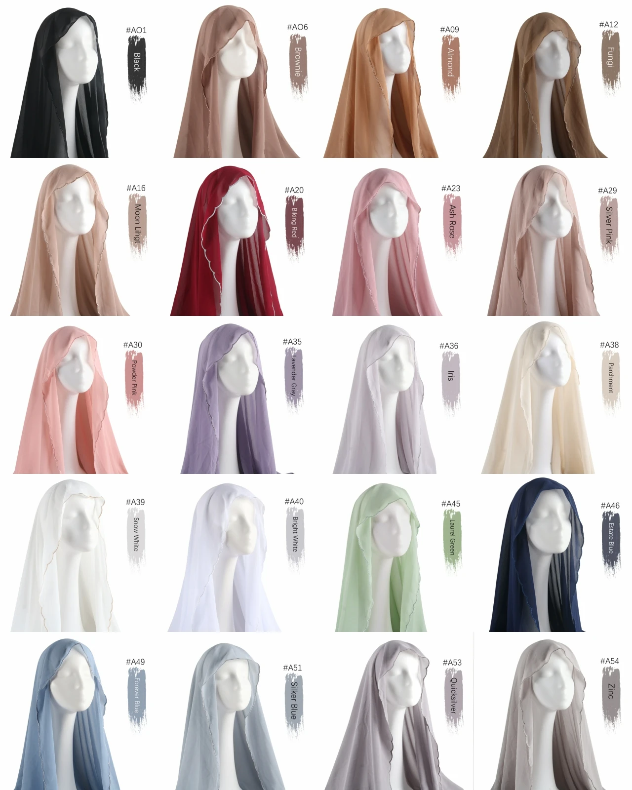 Lace Plain Chiffon Hijabs With Embroidery Muslim Headband Headscarf Female Islamic Head Cover Wrap For Women Modest Turbans