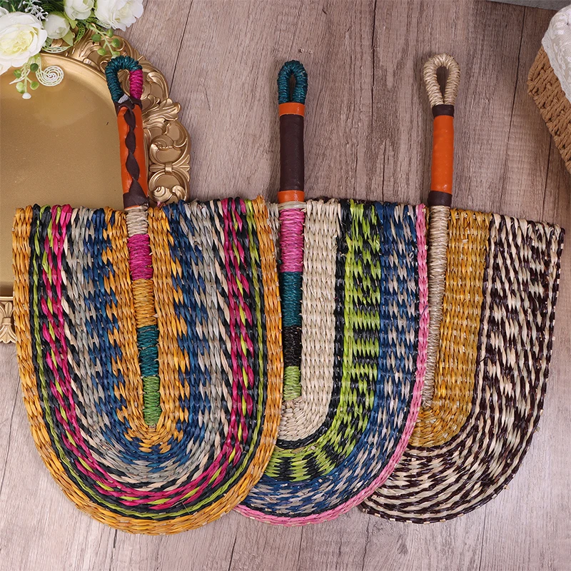 Веер из плетеной соломы летний охлаждающий веер в виде травы подвесные украшения