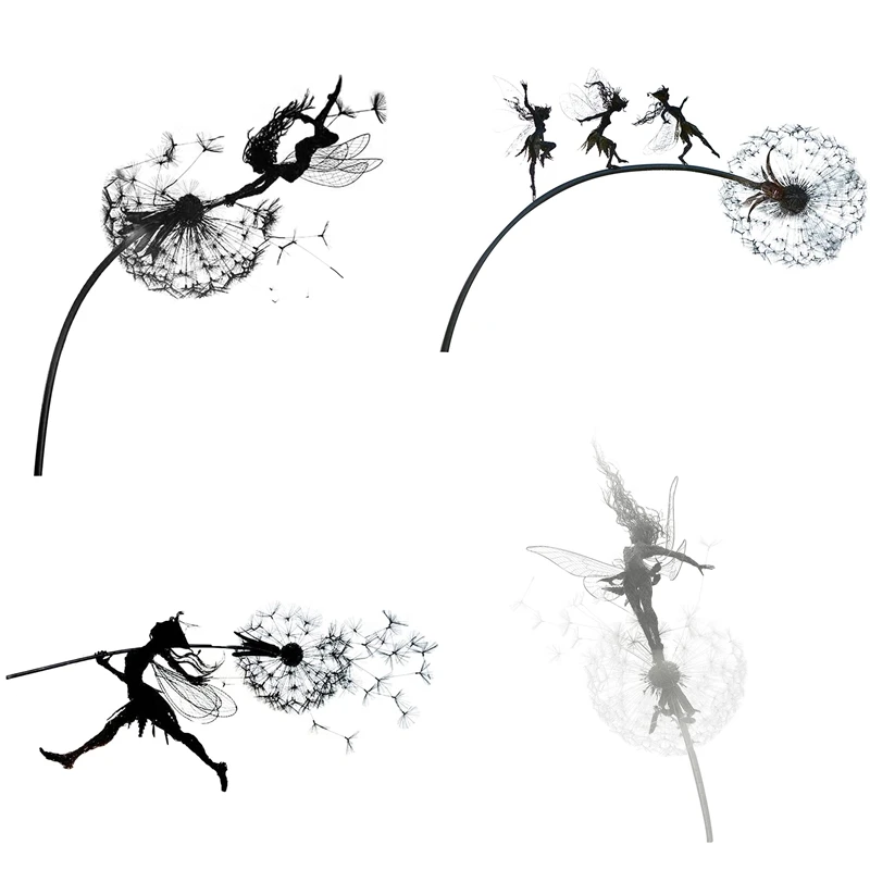 

Garden Decorative Stake Fairies And Dandelions Dance Together Metal Garden Yard Art Decor Lawn Landscape Stake Decor