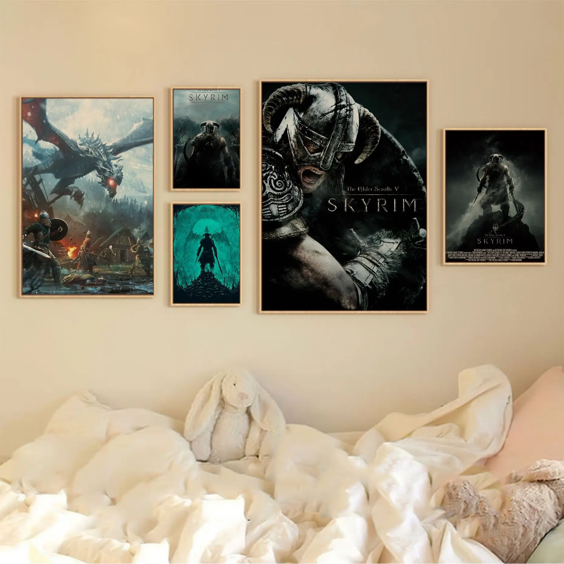 

Scrolls V Skyrim Classic Movie Posters Kraft Paper Sticker DIY Room Bar Cafe Kawaii room decor