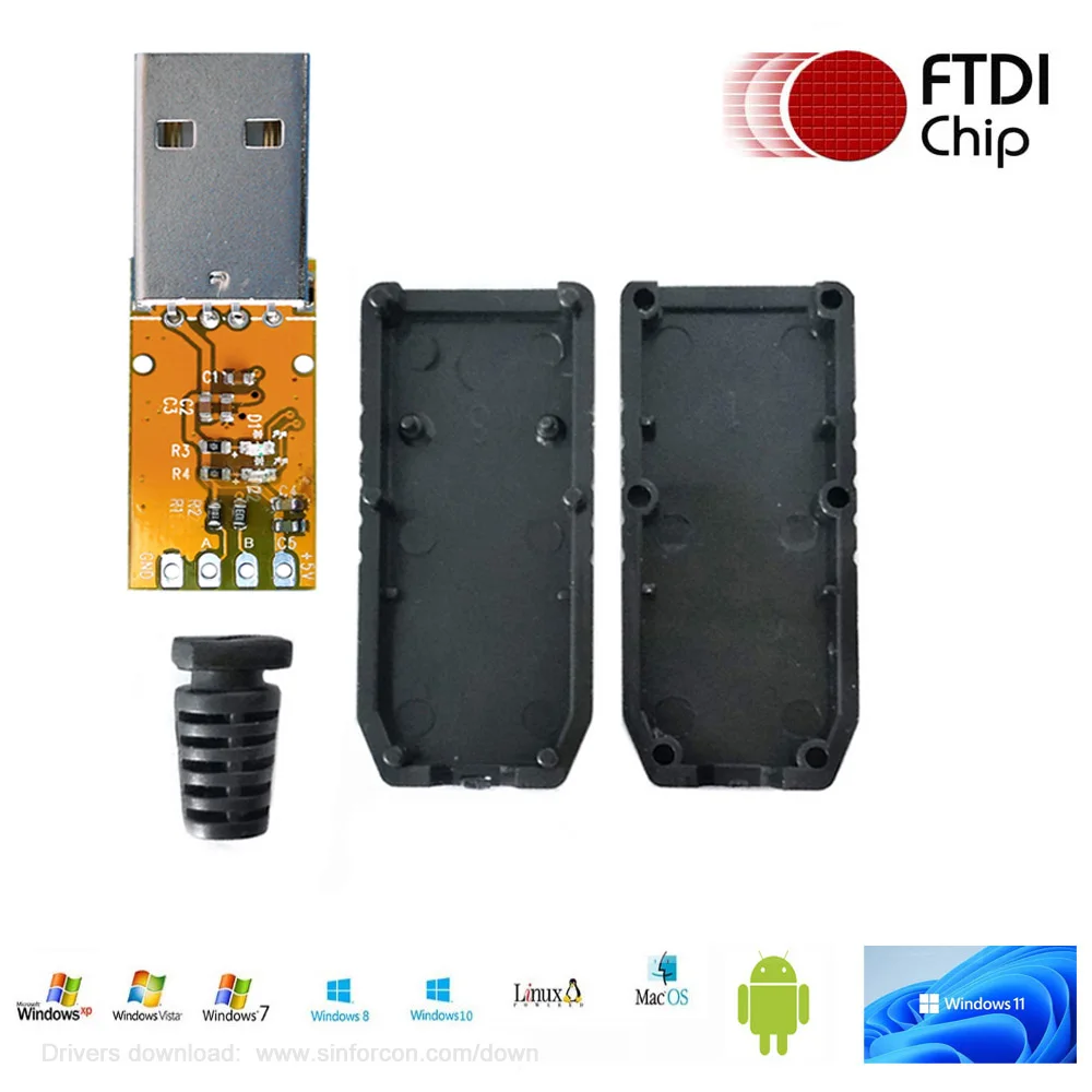 Полудуплексный конвертер Sinforcon FTDI USB RS485 PCB FT232R 485 с корпусом и раздвижным рельефом