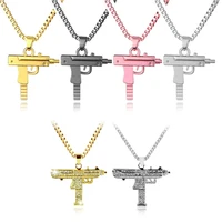 game power model submachine gun pendant necklace gold colour fashion jewelry hip hop long chain necklaces for men gift