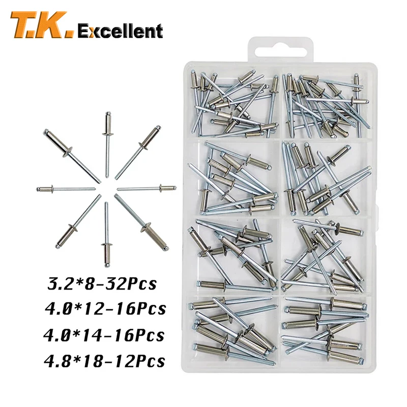 

76Pcs Stainless Steel Small Head Blind Rivet Mandrel Pop Rivets Assortment Kit