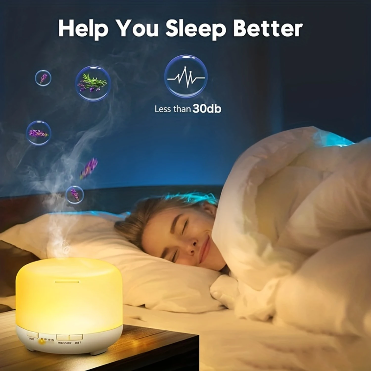 Ultimate Relaxation 500ml Essential Oil Diffuser & Humidifier with 7 LED Lights Nightlight Timer Control and Auto-Off - Tr