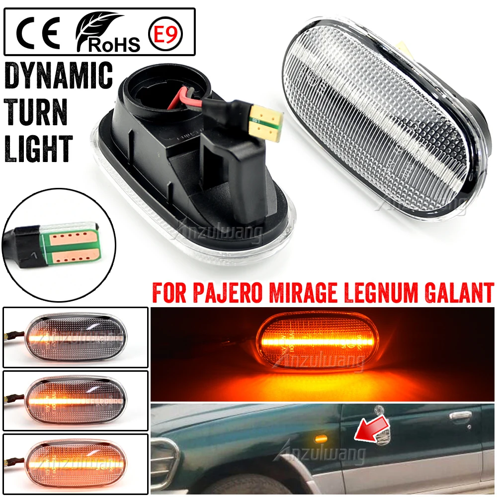 LED Dynamic Side Marker Turn Signal Lights Sequential Blinker Light For Mitsubishi Pajero Mirage Legnum Galant Lancer 1998 1999