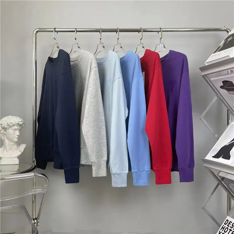 

Новинка 2022, свитер AMI с круглым вырезом и длинным рукавом, футболка с маленькой вышивкой Love, простая Модная рубашка для мужчин и женщин