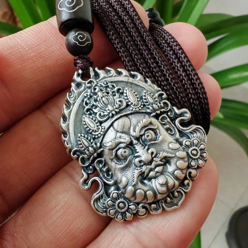 Латунное посеребренное тибетское ожерелье богатства подвеска Mahagala God Neck Rope Guochao