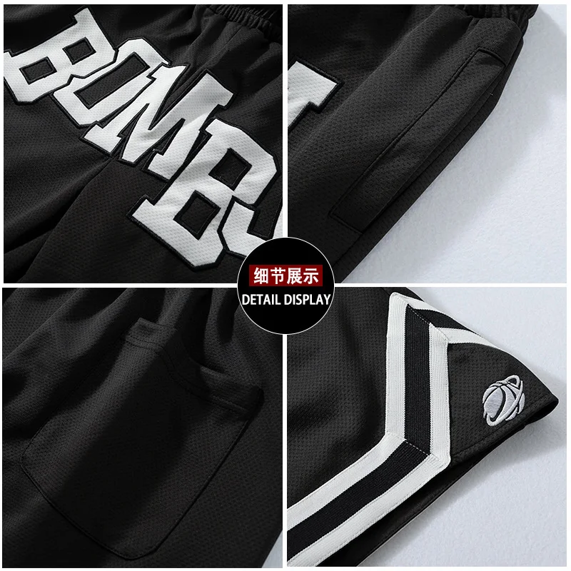 Mesh patch embroidered shorts for men's 2023 new American loose fitting summer high street couple quarter pants