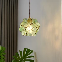 real copper art glass flower shape chandelier ceiling lamp oriental style retro chandelier dining room kitchen bedroom study