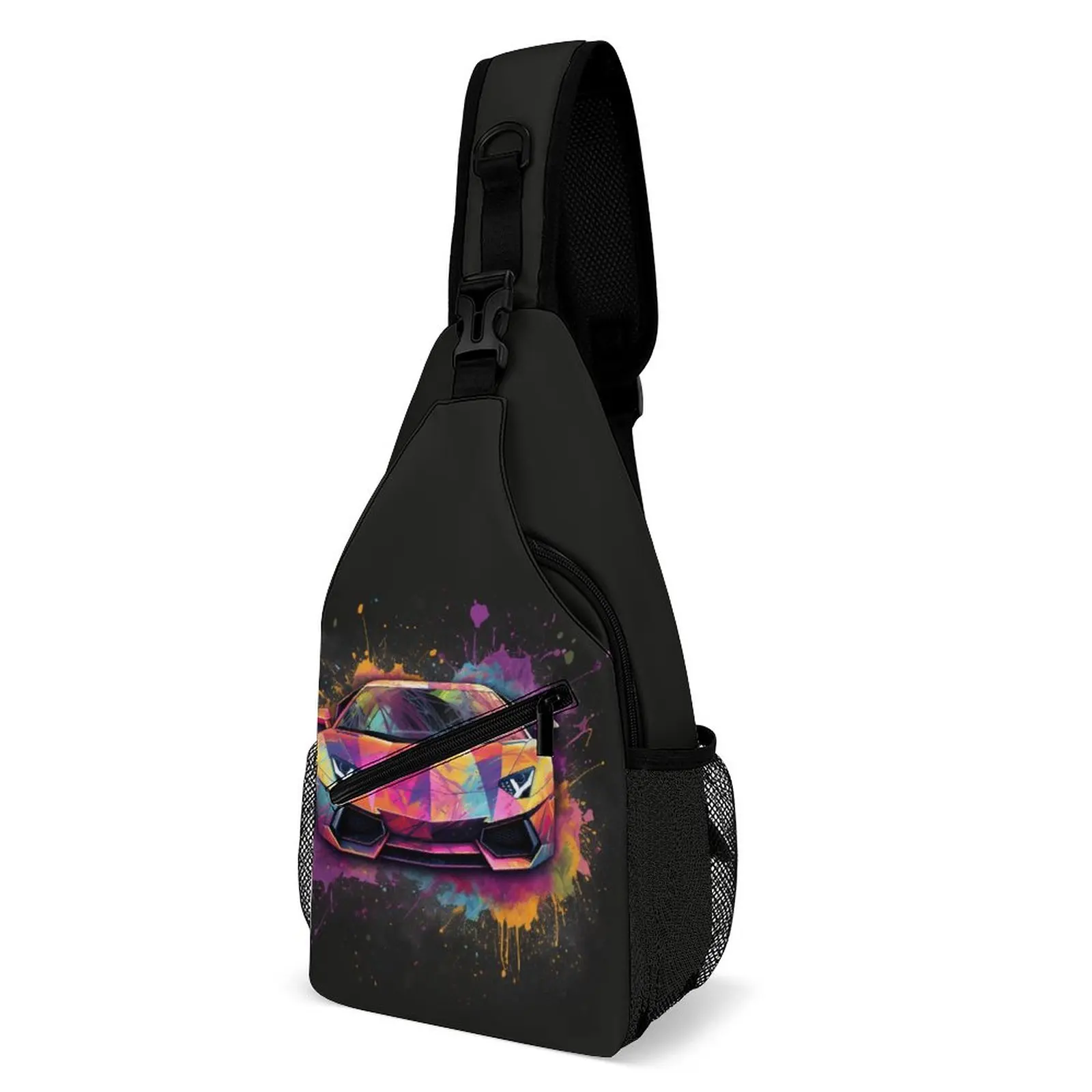 

Luxury Sports Car Shoulder Bags Grafitti Psychadelic Vintage Chest Bag Men Travel Outdoor Sling Bag Phone Graphic Small Bags