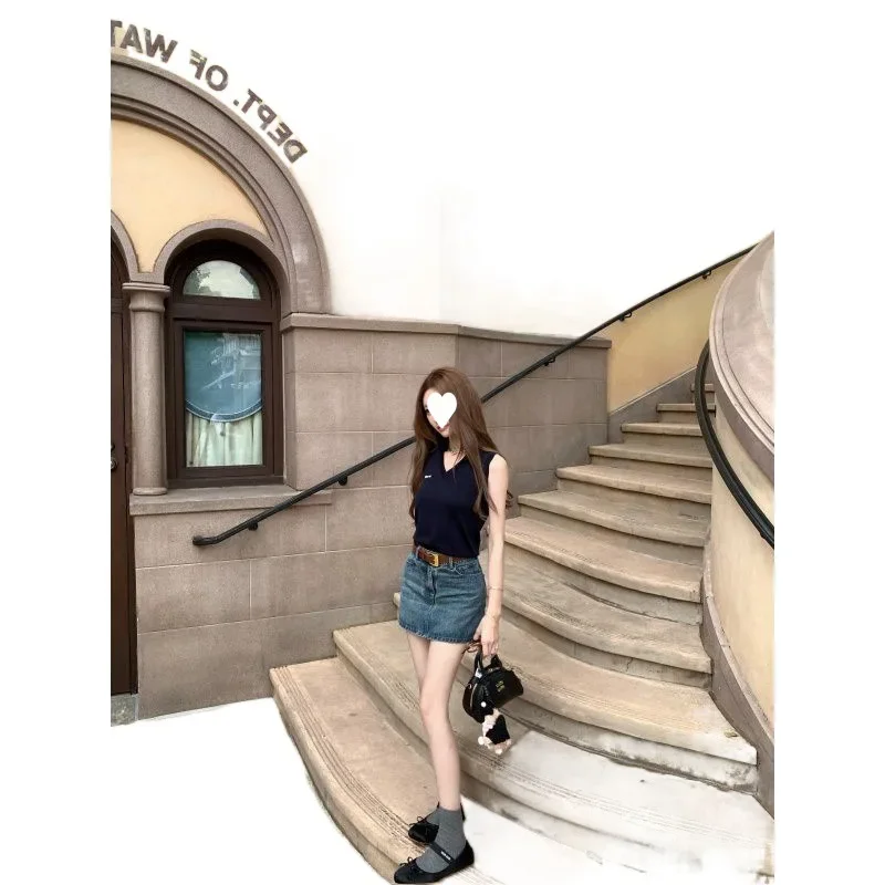 Элегантный вязаный жилет с V-образным вырезом женский модный двухцветный