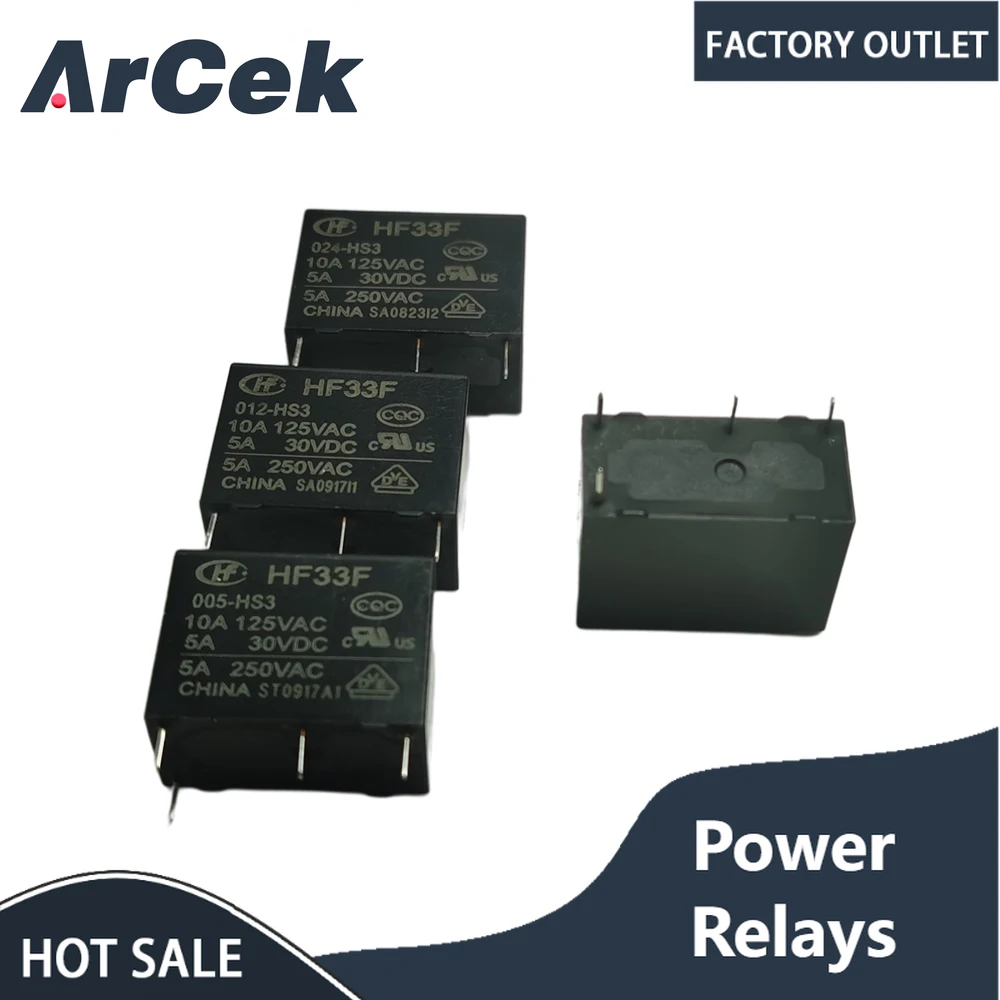 

20PCS/Lot Power Relays JZC-33F HF33F-005 012 024-HS3 ZS3 5A250VAC 4/5PIN
