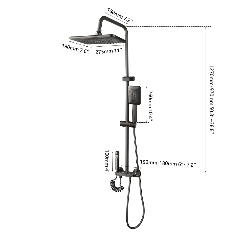 Настенный Набор OUBONI для душа в ванную комнату квадратный верхний спрей нажмите