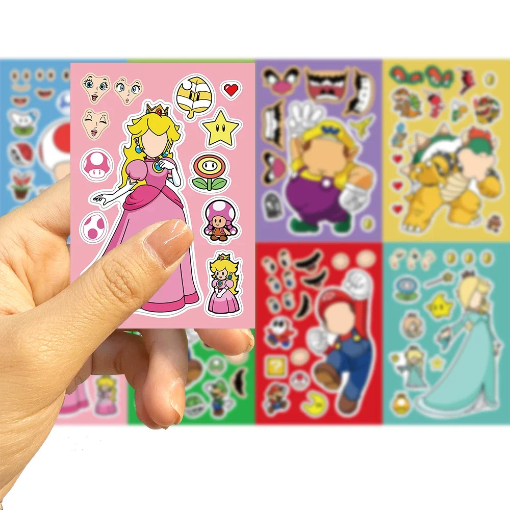 Детские наклейки-головоломки с героями мультфильмов сделай сам лицо Мариос