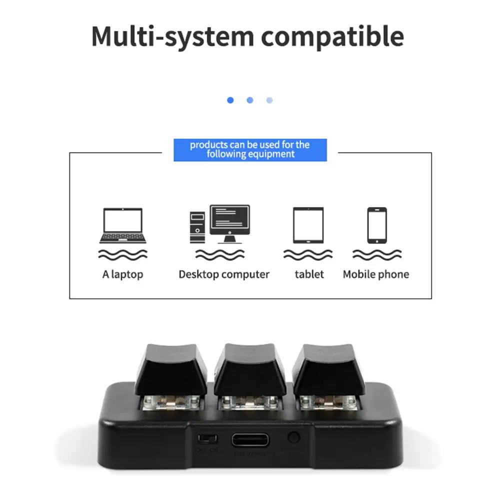 

USB Bluetooth 2.4G Custom Mini Keypad 3 Keys Copy Paste Cut Programming Macro Mechanical Keyboard Blue Switch For Office Ga A8Y0