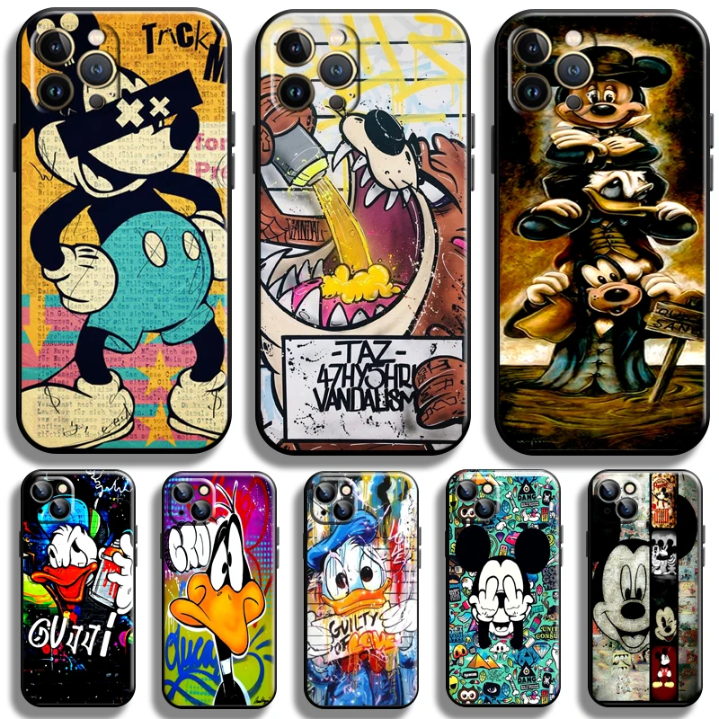 Disney Graffiti Mickey Duck For Apple iPhone 13 12 11 Pro Max 12 13 Mini X XR XS Max SE 6 6S 7 8 Plus Phone Case Back Soft