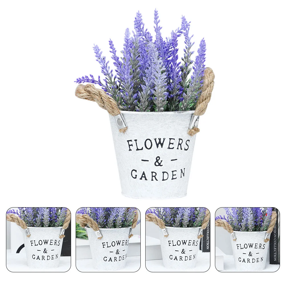 

Decorative Lavender Faux Greenery Fake Bonsai Plants Potted Lavender Artificial Flowers Plants