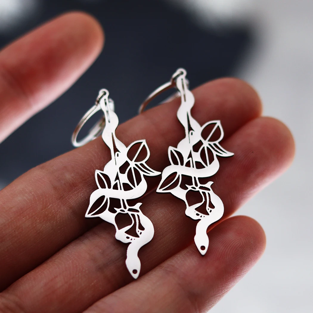 Женские серьги-кольца в виде змеи из нержавеющей стали