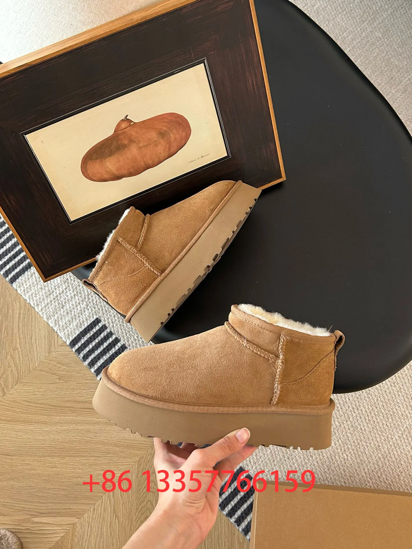 Зимние сапоги AOBREUGG новинка 2024 теплые из натуральной шерсти и хлопка 3 см