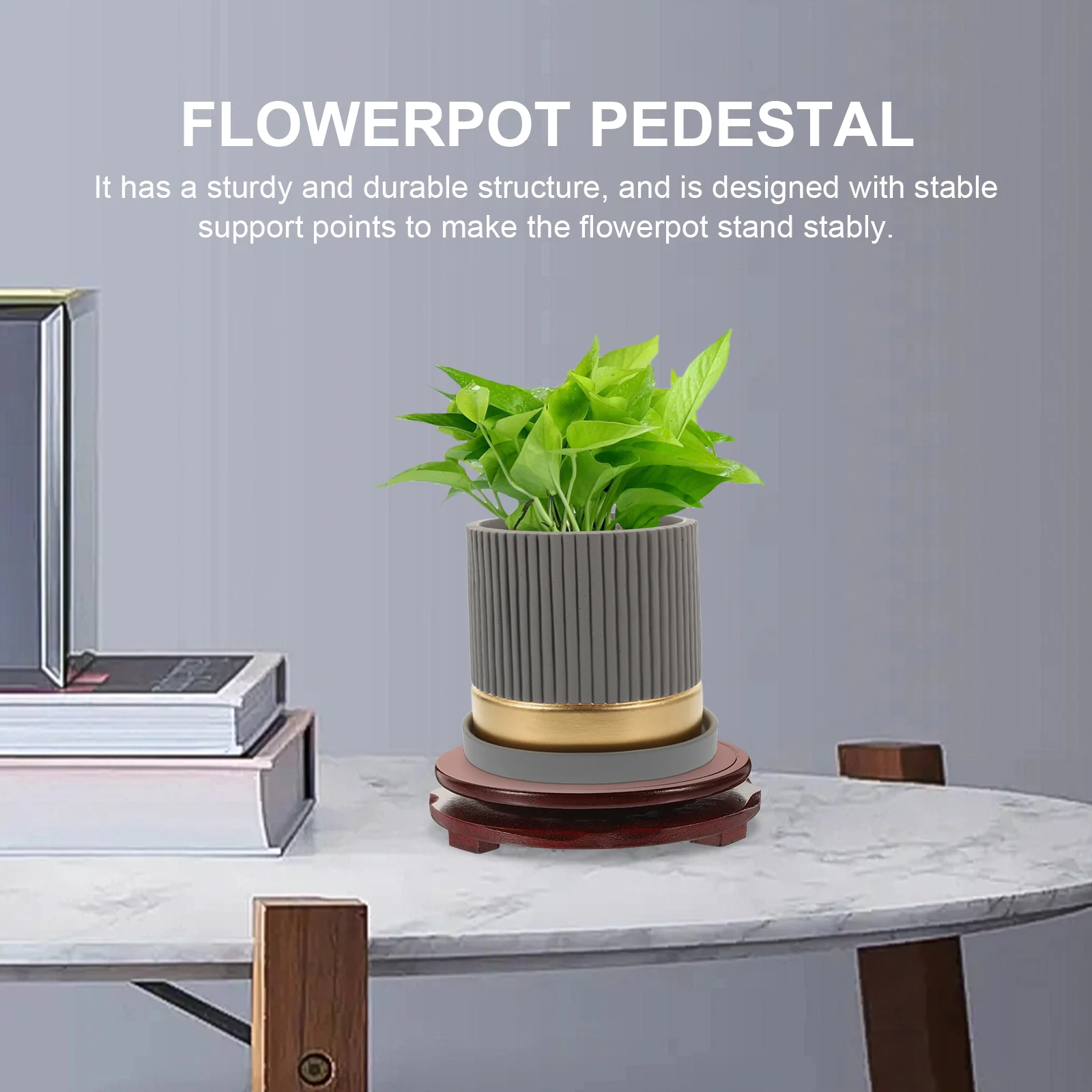 

Wooden Rotating Tray Office Desk Decorations Craft Storage Base Plant Rack Crafts Stand Trays Rustic Planter Home Potted