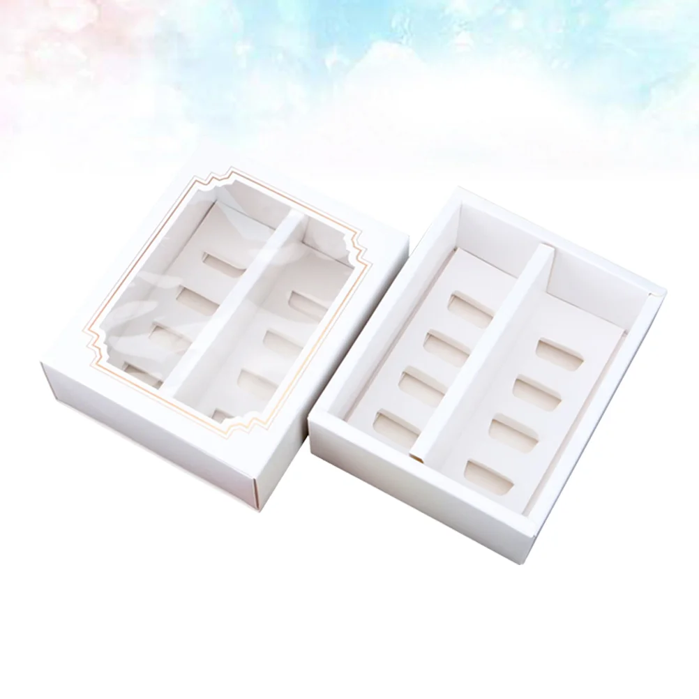 

10pcs Paper Macarons Box with Clear Window Dessert Containers Muffin Carriers for Home Dessert Shop