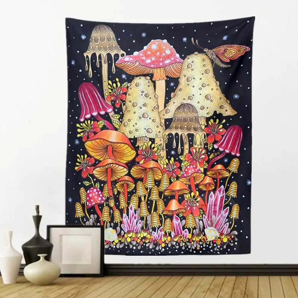 

Психоделический хиппи гобелен с изображением гриба Настенный Цветок в стиле Бохо Гобелен Таро ведро эстетическое украшение комнаты макрам...