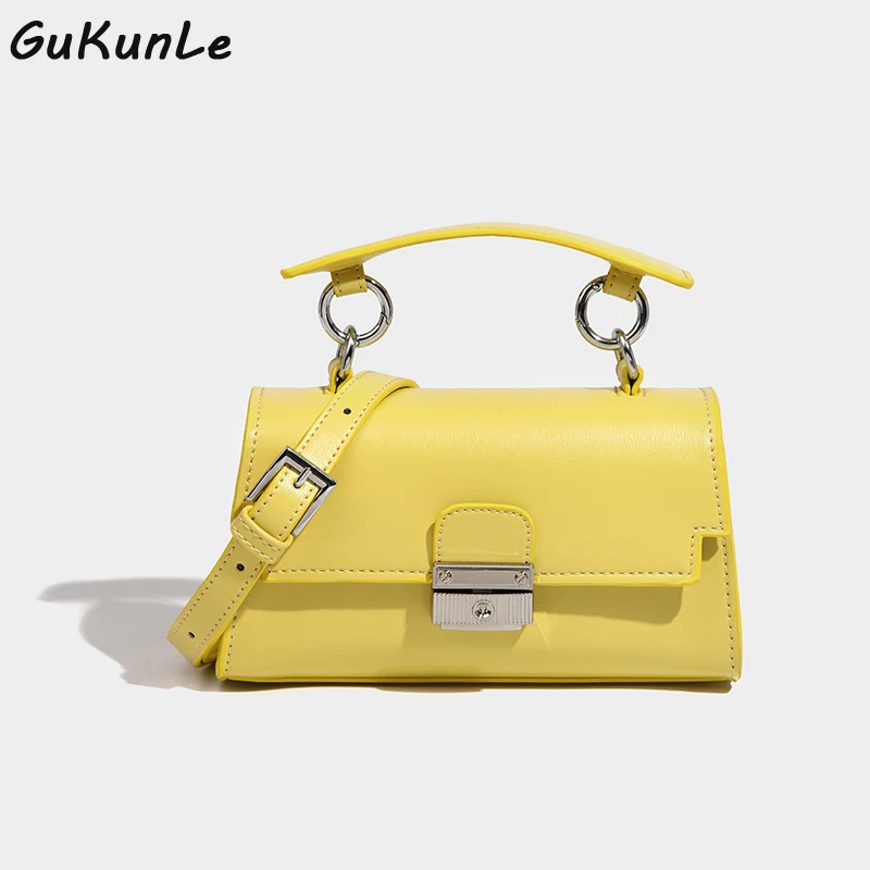 

2022 New Fashion Women's Bag Shoulder Messenger Bag Ladies Handbag Designer Yellow Shoulder Messenger Top Handle Bags Female