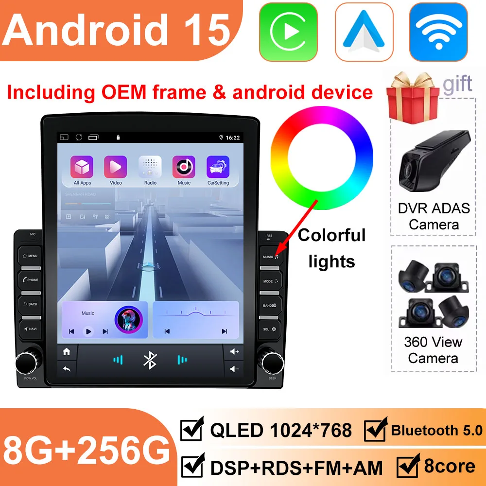 

Автомобильный радиоприемник с вертикальным экраном 9,7 Android 15, для Nissan Pathfinder R51 Navara D40, навигация, GPS, мультимедиа, carplay