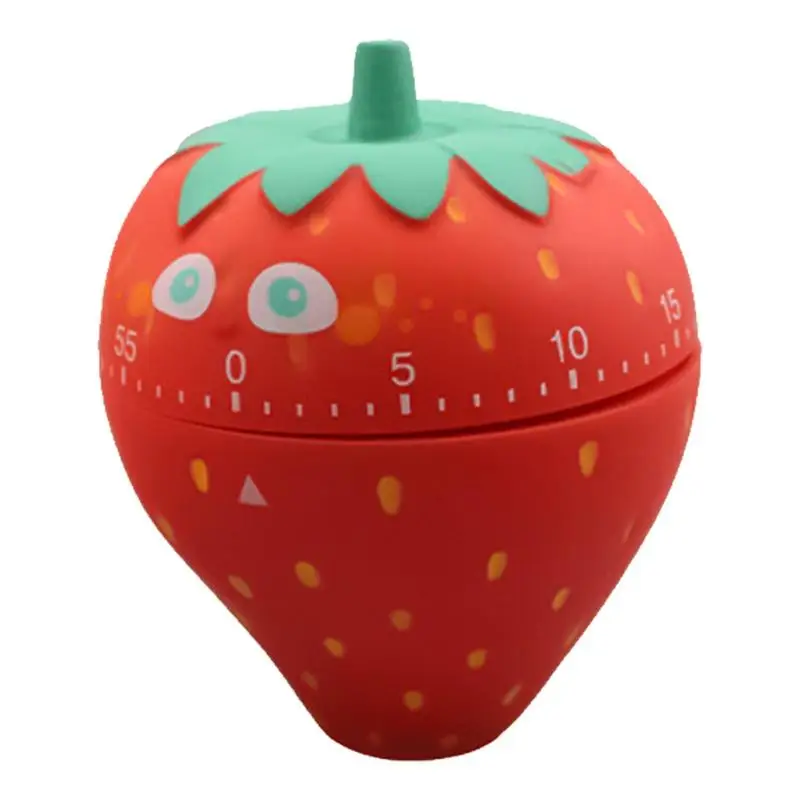 Mechanical Kitchen Timer Strawberry Shape Cartoon Kids Timer Manul 60mins Rotating Durable Countdown Products For Classroom Home
