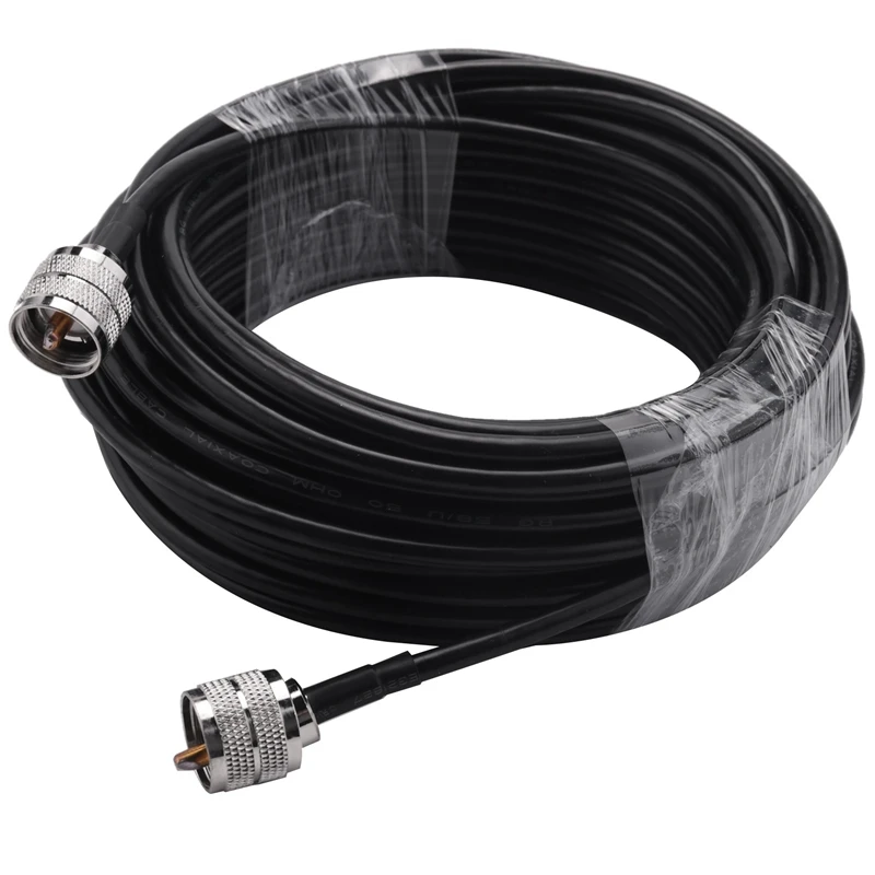 

2 шт. 15 м UHF коаксиальный кабель RG58 коаксиальный кабель PL259 кабель 50 Ом CB антенный кабель UHF папа-UHF папа с низкими потерями UHF