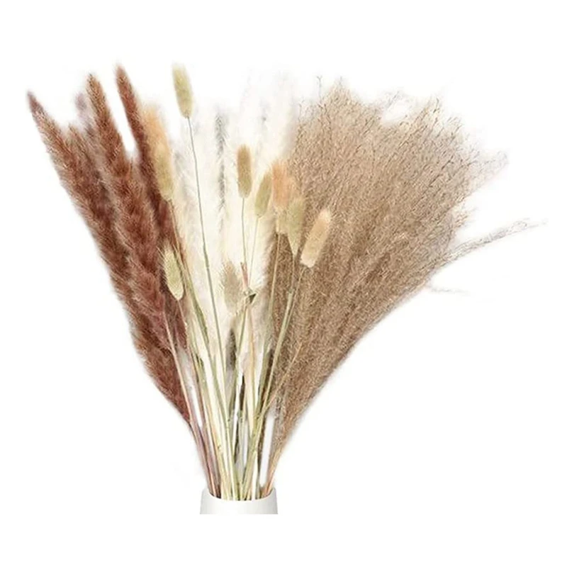 

40 шт. натуральная сухая пампасная трава, 18 дюймов, растения, букет цветов, декор для пампасной травы, ваза-бохо, домашний декор