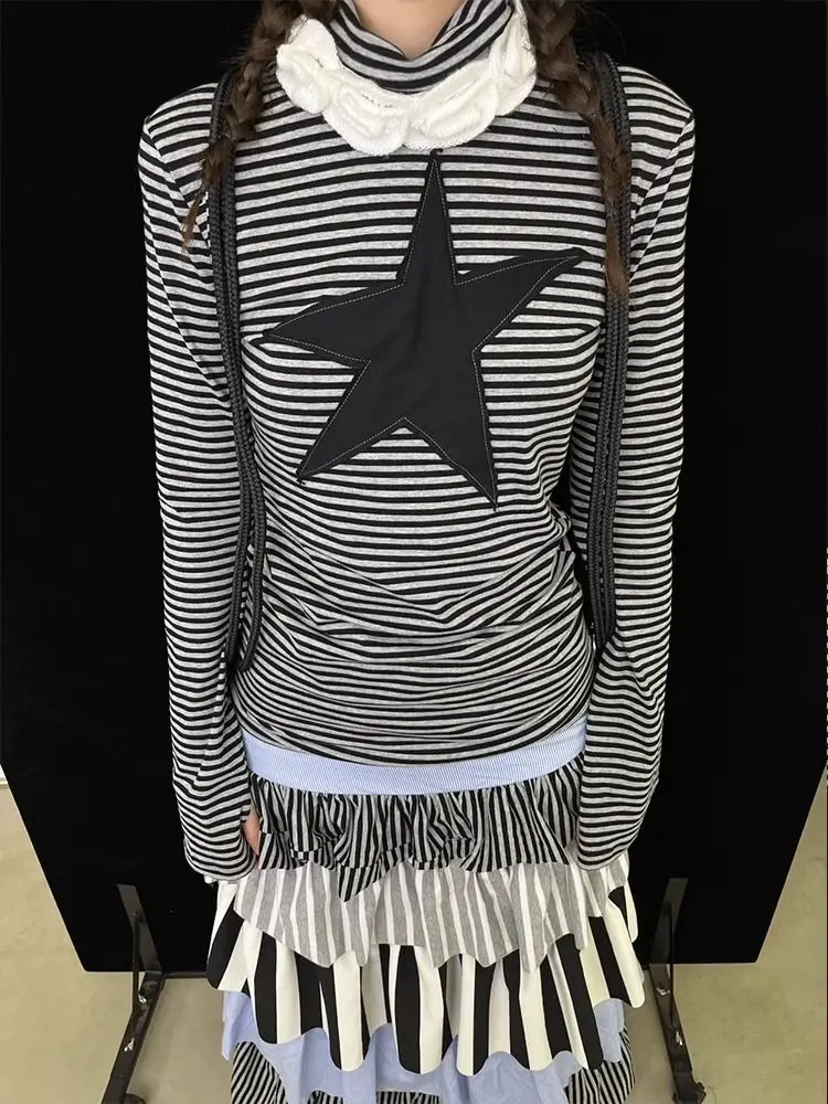 Tonngirls винтажная футболка с принтом женские лоскутные полосатые футболки высоким