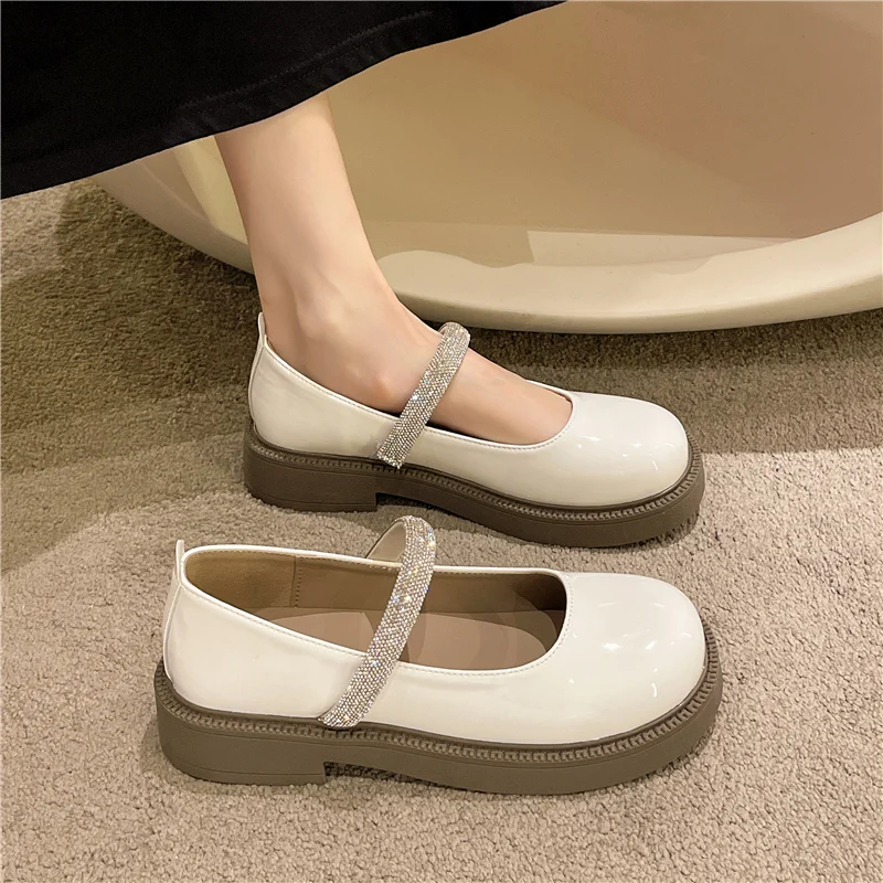 

All-Match British Style Womens Loafers Shoes Oxfords Round Toe Shallow Mouth Casual Female Sneakers Modis Preppy Slip-on Leather