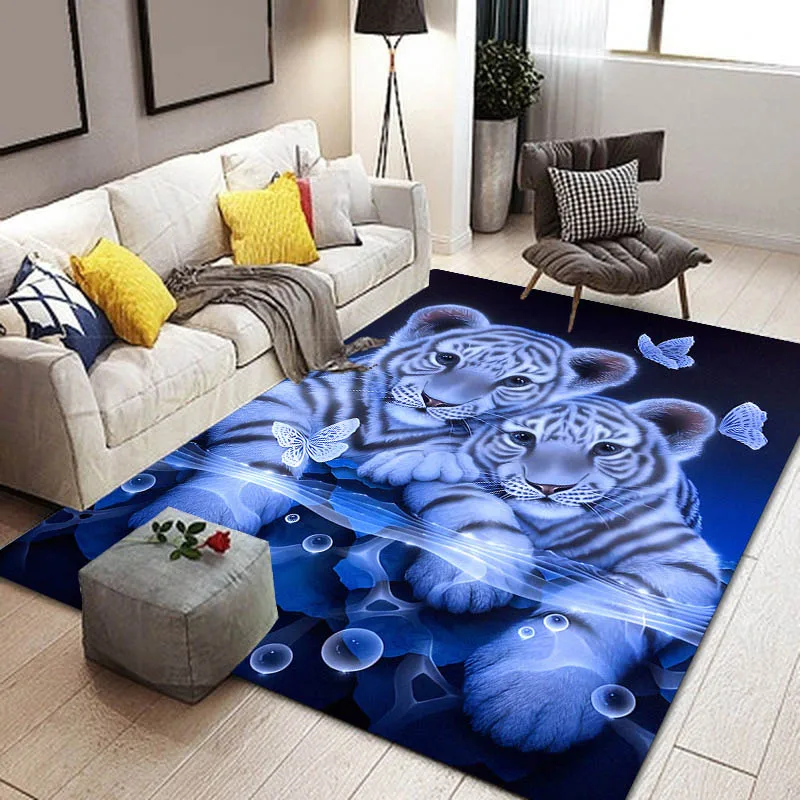 3D ковер с лунным светом и принтом белого тигра детский игровой для гостиной