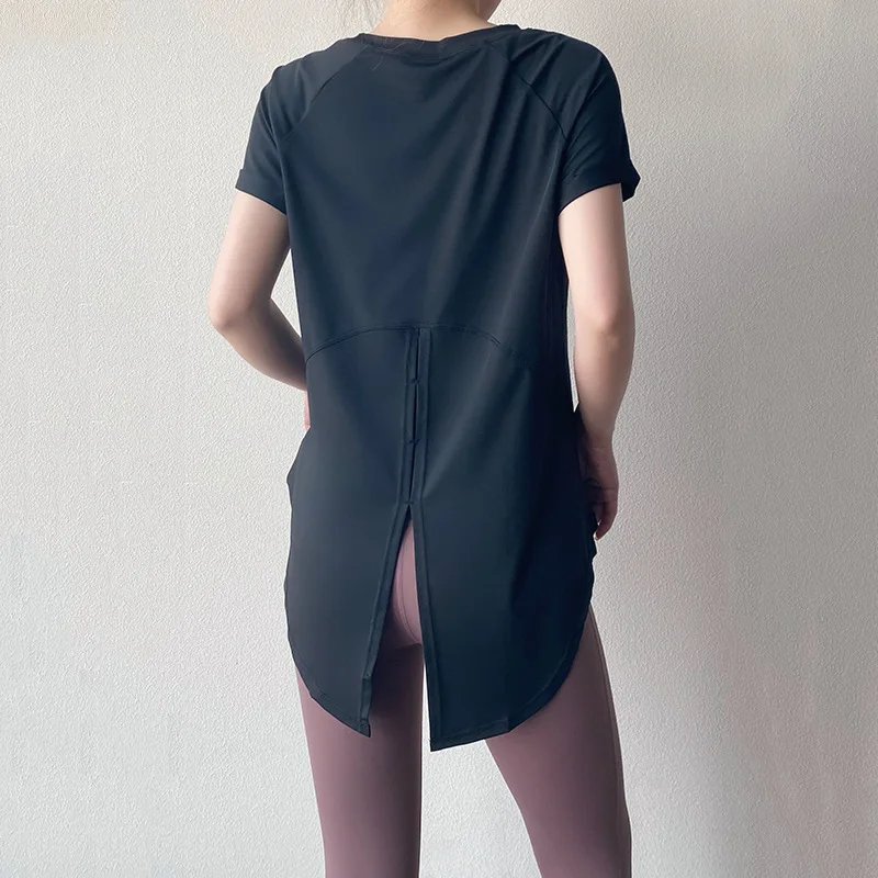 

Women Sports Top Fitness Yoga Shirt Workout Exercise Crop Tops Dry Fit Gym Running T Shirt Zumba Active Wear Loose Short Sleeve