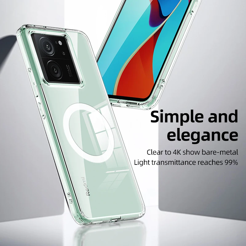 Для Redmi K60 Ultra чехол Магнитный кристально чистый Жесткий ПК + ТПУ для Magsafe задняя