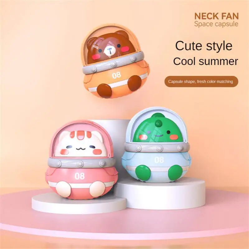 

Soft Rubber Lanyard Hanging Neck Fan Portable Cute Plug And Charge Cooling Fans Space Capsule Shape Air Cooler Air Conditioning