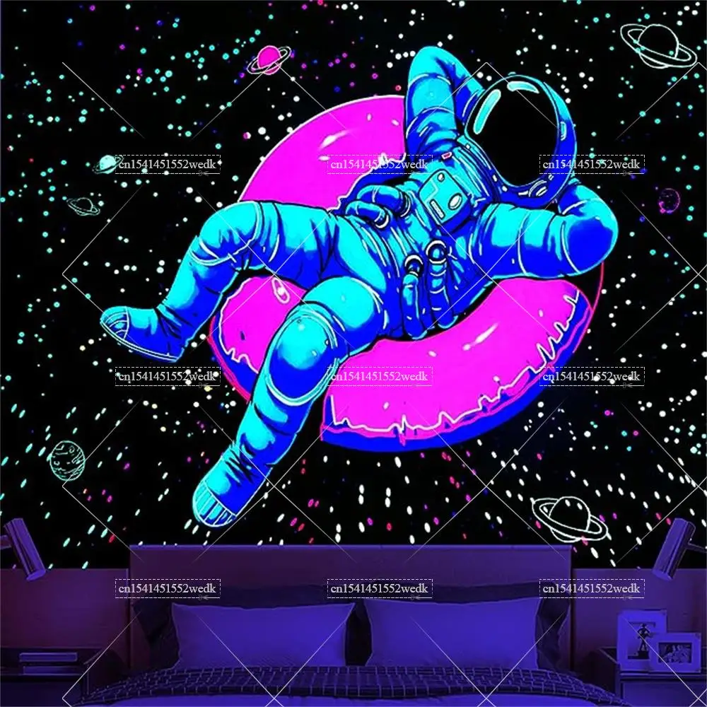 

Гобелен в виде астронавта, инопланетянина, черного света, УФ, реактивный неон, хиппи, галактика, черный свет, флуоресцентный Настенный декор