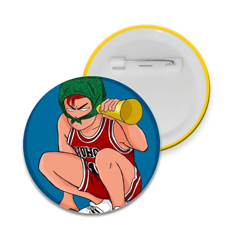 Мягкая Белая жесть в стиле Слэм-Dunk 32/58 мм булавка с мультяшным рисунком